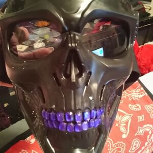Edgy Black and Purple Skull Face Mask